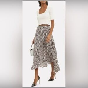 A.L.C. sz 10 100% Silk Asymmetrical Snake Skin Print Lined Flowy Animal Priny